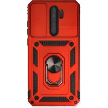 Marsilyan™- Xiaomi Redmi Note 8 Pro Kılıf Pars Lens Yüzüklü Silikon - Kırmızı