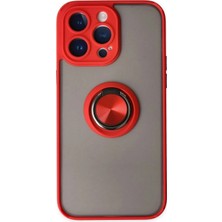 Marsilyan™- Apple Iphone 14 Pro Max Kılıf Montreal Yüzüklü Silikon Kapak - Kırmızı