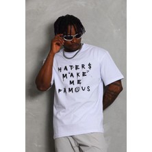Erkek Kısa Kol Baskılı Bisiklet Yaka T-Shirt - Beyaz Mariposa Secret