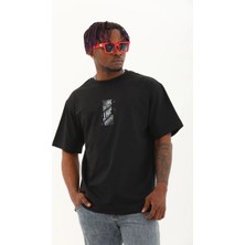 Erkek Kısa Kol Baskılı Bisiklet Yaka T-Shirt - Siyah Mariposa Secret