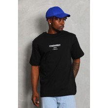 Erkek Baskılı Bisiklet Yaka Kısa Kol T-Shirt - Siyah Mariposa Secret