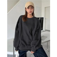 Kadın Düz Bisiklet Yaka 3 Iplik Sweatshirt - Siyah Mariposa Secret