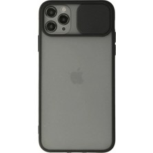 Marsilyan™- Apple Iphone 11 Pro Max Kılıf Palm Buzlu Kamera Sürgülü Silikon - Siyah