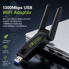 Zoli 1300MBPS  Dual Band  Çift Antenli USB Wifi Adaptör 2.4ghz/5ghz Çift Bant Kablosuz Internet Alıcısı