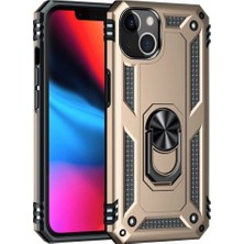 Marsilyan™- Apple Iphone 14 Kılıf Sofya Yüzüklü Silikon Kapak - Gold