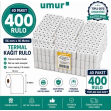 Umur 56X16 Yazarkasa Termal Pos Rulo Kasa Fiş Kağıdı 40'li Paket 400 Rulo