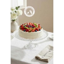 Selen Concept Damla Model Ayaklı Cam Yuvarlak Kek ve Pasta Sunumluk Tekli