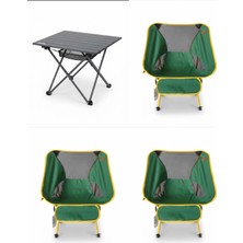 Kılıçaslan Camp Madfox Apex Katlanabilir Alüminyum Kamp Masası (2 Kişilik) + 3 Adet Foldmesh Kompakt Sandalye Savanna Lime