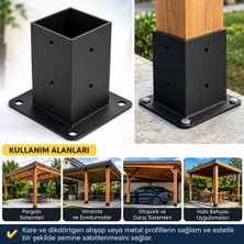Mamz Design Pergola Çardak Sundurma Garaj Için Zemin Bağlantı BRAKETI90X90X2,5 mm Profil
