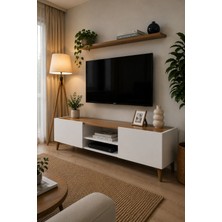 Alfa Miro Lunaria | Modern TV Ünitesi | Beyaz & Ceviz | 143 cm