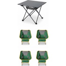 Kılıçaslan Camp Madfox Apex Katlanabilir Alüminyum Kamp Masası (2 Kişilik) +4 Adet Foldmesh Kompakt Sandalye Savanna Lime