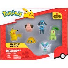 1001 Savaş Figürü 6'lı Paket - 2 Inçlik Pikachu, Joltik, Galarian Darumaka, Riolu, Chikorita ve Cle