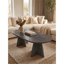 HMC Decor Modern  Oval Salon Sehpası-Gordion Kahverengi Suntalam Üst Yüzey 120x60 cm Modern Tasarım