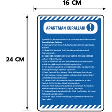 Reklam Ads 6 Adet Apartman Kuralları Kişiselleştirilebilir Sticker, 16X24, 20X30 (A4), 30X42 (A3) cm Boyut Seçeneklerinde Folyo Baskı Sticker