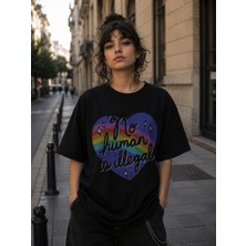 Leftist No Human Is Illegal – Oversize Unisex Tişört | Leftıst