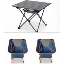 Kılıçaslan Camp Madfox Apex Katlanabilir Alüminyum Kamp Masası (2 Kişilik) +2 Adet Foldmesh Kompakt Sandalye Navy Spark