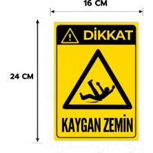 Reklam Ads 6 Adet Dikkat Kaygan Zemin Kişiselleştirilebilir Sticker, 16X24, 20X30 (A4), 30X42 (A3) cm Boyut Seçeneklerinde Folyo Baskı Sticker