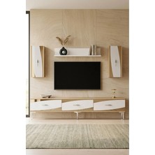 Ceneyra TVR1813DBS Elips Tv Ünitesi Safirmeşe-Beyaz-Silver 180CM