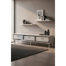 Ceneyra TSA1802BS Tuna Tv Sehpası Beyaz-Silver 180CM