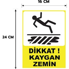 Reklam Ads 6 Adet Dikkat Kaygan Zemin Kişiselleştirilebilir Sticker, 16X24, 20X30 (A4), 30X42 (A3) cm Boyut Seçeneklerinde Folyo Baskı Sticker