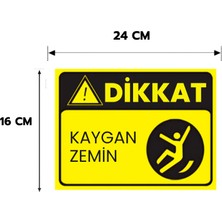 Reklam Ads 6 Adet Dikkat Kaygan Zemin Kişiselleştirilebilir Sticker, 16X24, 20X30 (A4), 30X42 (A3) cm Boyut Seçeneklerinde Folyo Baskı Sticker