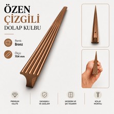 Badem10 Özen Çizgili Bronz Çekmece Dolap Kulp 704 mm Uzun Metal Mobilya Mutfak Dolap Gardırop Kulpu