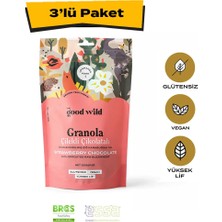 The Good Wild Çilekli Çikolatalı Granola | Glutensiz Vegan Atıştırmalık | Kurutulmuş Çilek | Yüksek Lif | 3x300 Gr