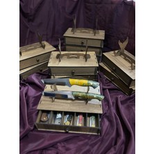 Vexlo Design Studio 5 Bölmeli Çekmeceli Ahşap Çakı Standı - Tesbih, Kalem ve EDC Organizer