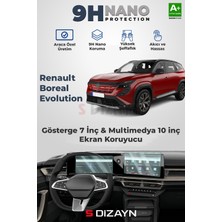 S-Dizayn Renault Boreal Evolution 9H Nano 7 İnç Gösterge ve 10 İnç Multimedya Ekran Koruyucu 2'Li Set (PARLAK) 2025 Üzeri A+ Kalite