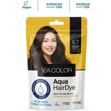 Sea Color Aqua Hair Dye Vegan & Amonyaksız Su Ile Aktive Edilen Kalıcı Saç Boyası Toz 6.7 Çikolata Kahve