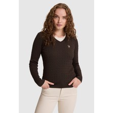 U.S. Polo Assn. Kadın Koyu Kahverengi Basic Kazak 50327575 VR084