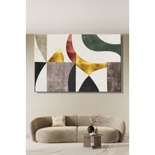 Şehber Yeşil, Gri, Siyah ve Altın Tonlarda Modern Soyut Geometrik Desenli Yatay Kanvas Tablo 4069