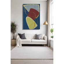 Şehber Bordo ve Yeşilimsi Tonlarda Soyut Geometrik Formlar Modern Bir Dikey Kanvas Tablo 4075