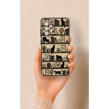 Vip Case Samsung A52 Uyumlu Vintage Siyah Kedi Desenli Silikon Kılıf