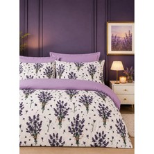 More Home Tek  Kişilik Yorgan Kılıfı + Yastık Kılıfı  (Çarşafsız) Lavanta Mor Beyaz