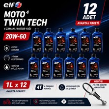 Elf Moto 4 Twin Tech 20W-60 4t Motosiklet Motor Yağı 1 L x 12 Adet Avantajlı Paket
