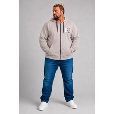Moc Grande MocGrande Büyük Beden Kapüşonlu Sweat Double Face Sixty Three 25704 BEJ