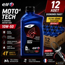 Elf Moto 4 Tech 10W-50 4t Motosiklet Motor Yağı 12 x 1 Litre – Tam Sentetik Teknoloji Üstün Performans Jaso Ma2 12 Adet Avantajlı Paket