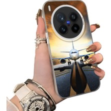 HONTINGA Vivo X300 Pro ile Uyumlu Kılıf Silikon Kenar Sert Arka Kamera Koruyucu Basitlik Anti Düşme Kamera Sevgili Çift Kılıf Uçak Desen Couple Telefon Kılıfı K1-1805