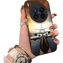 HONTINGA Vivo X300 Pro ile Uyumlu Kılıf Silikon Kenar Sert Arka Kamera Koruyucu Basitlik Anti Düşme Kamera Sevgili Çift Kılıf Uçak Desen Couple Telefon Kılıfı K1-1805