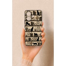 Vip Case Vivo V60 Lite Uyumlu Vintage Siyah Kedi Desenli Silikon Kılıf