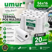 Umur 56X16 mm Termal Pos Rulosu Pos Kağıdı 20 Adet (2 Paket x 10 Adet)