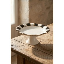 Acar Cleef Ayaklı Yuvarlak Sunum Tabağı Siyah - 30 cm