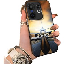 HONTINGA Vivo X200 Fe ile Uyumlu Kılıf Silikon Kenar Sert Arka Kamera Koruyucu Basitlik Anti Düşme Kamera Sevgili Çift Kılıf Uçak Desen Couple Telefon Kılıfı K1-1805