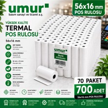 Umur 56X16 mm Termal Pos Rulosu Pos Kağıdı 700 Adet (70 Paket x 10 Adet)
