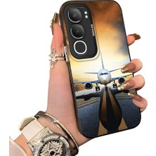 HONTINGA Vivo Y19S ile Uyumlu Kılıf Silikon Kenar Sert Arka Kamera Koruyucu Basitlik Anti Düşme Kamera Sevgili Çift Kılıf Uçak Desen Couple Telefon Kılıfı K1-1805