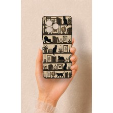 Vip Case Omix X7 Uyumlu Vintage Siyah Kedi Desenli Silikon Kılıf