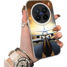 HONTINGA Vivo X200 Pro ile Uyumlu Kılıf Silikon Kenar Sert Arka Kamera Koruyucu Basitlik Anti Düşme Kamera Sevgili Çift Kılıf Uçak Desen Couple Telefon Kılıfı K1-1805
