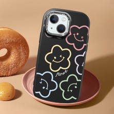 HONTINGA iPhone 13 Mini ile Uyumlu Kılıf Kamera Korumalı Düşüme Önleyici Kamera Koruyucu Siyah Yumuşak Silikon Sevgili Çift Telefon Kılıfı Çiçekli Kılıf Desenli K4-0505