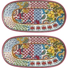 LuckyArt Lucky Art Lemozia Melamin 2'li Baton Sunum Tabağı - 43 cm